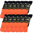 12x Pairs Yellow & Orange HI VIS SOCKS Bulk Pack - High Visibility Fluro Safety Workwear