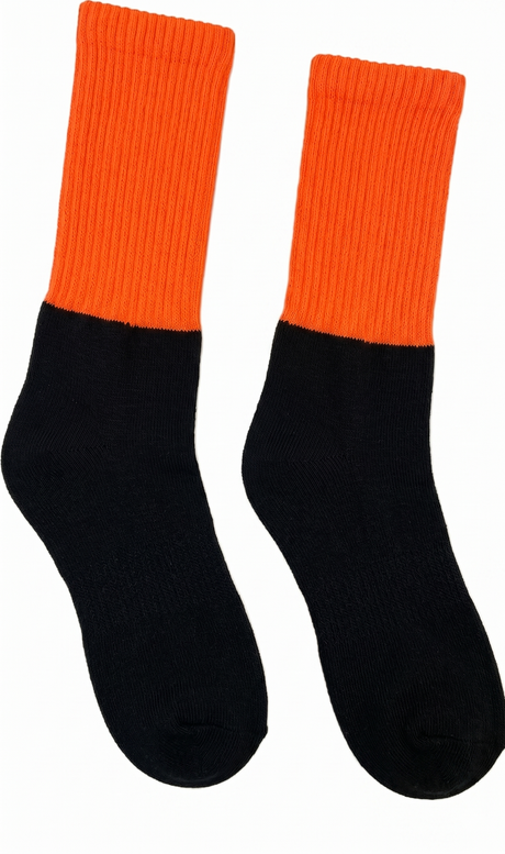 12x Pairs Yellow & Orange HI VIS SOCKS Bulk Pack - High Visibility Fluro Safety Workwear