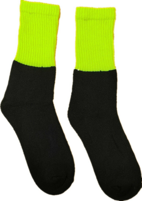 12x Pairs Yellow & Orange HI VIS SOCKS Bulk Pack - High Visibility Fluro Safety Workwear