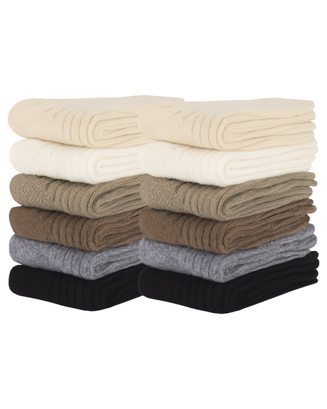 12 Pairs Womens WOOL BLEND SOCKS Bulk Pack - Ladies Thick Soft Warm Winter Socks