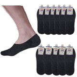 12 Pairs No Show Cotton Socks Bulk Pack - Charcoal (Non Slip Low Cut Invisible Footlet Socks)