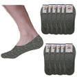 12x NO SHOW COTTON SOCKS Non Slip Heel Grip Low Cut Invisible Footlet Seamless - Grey - 2-8
