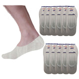 12x NO SHOW COTTON SOCKS Non Slip Heel Grip Low Cut Invisible Footlet Seamless - White - 2-8