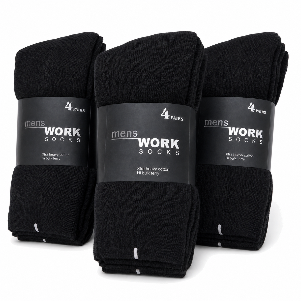 12 Pairs Thick Terry Cotton Work Socks Bulk Pack - Mens Heavy Duty Warm Socks