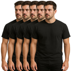 12x Hammer House Mens 100% Cotton Black T-Shirts Bulk - Short Sleeve Top