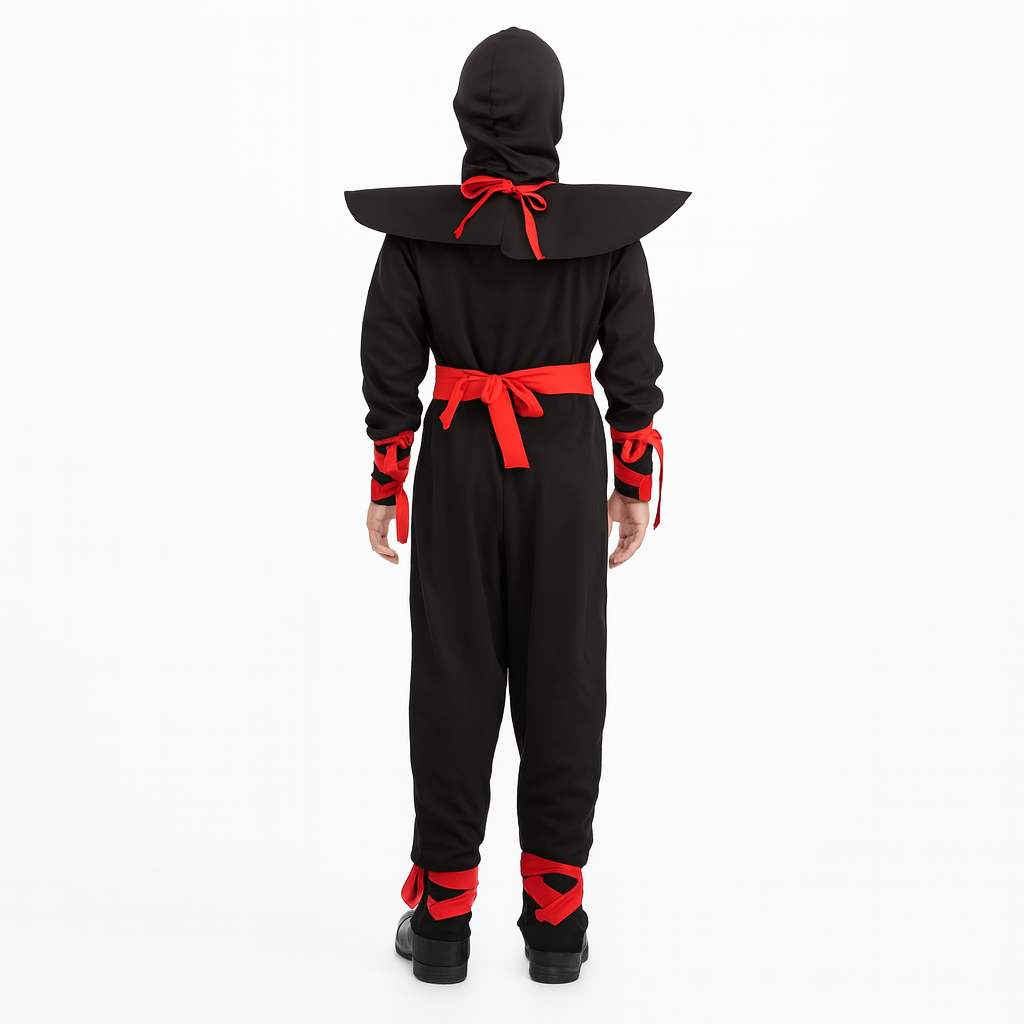 Boys Red/Black Ninja Warrior Costume - Assassin (Kids Book Week & Halloween Fancy Dress)