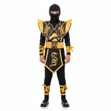 Children Ninja Warrior Assassin Suit Halloween Party Cosplay Costume in Yellow - 10-12 Years (135-150cm Height)