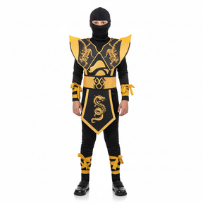 Boys Yellow Ninja Warrior Costume - Assassin (Kids Book Week & Halloween Fancy Dress)