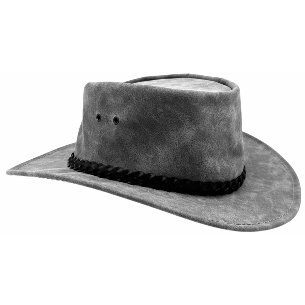 Jacaru 1301A Kids Vegan Leather Hat - Chin Strap & UPF 50+ (Child 52cm Made in Australia)