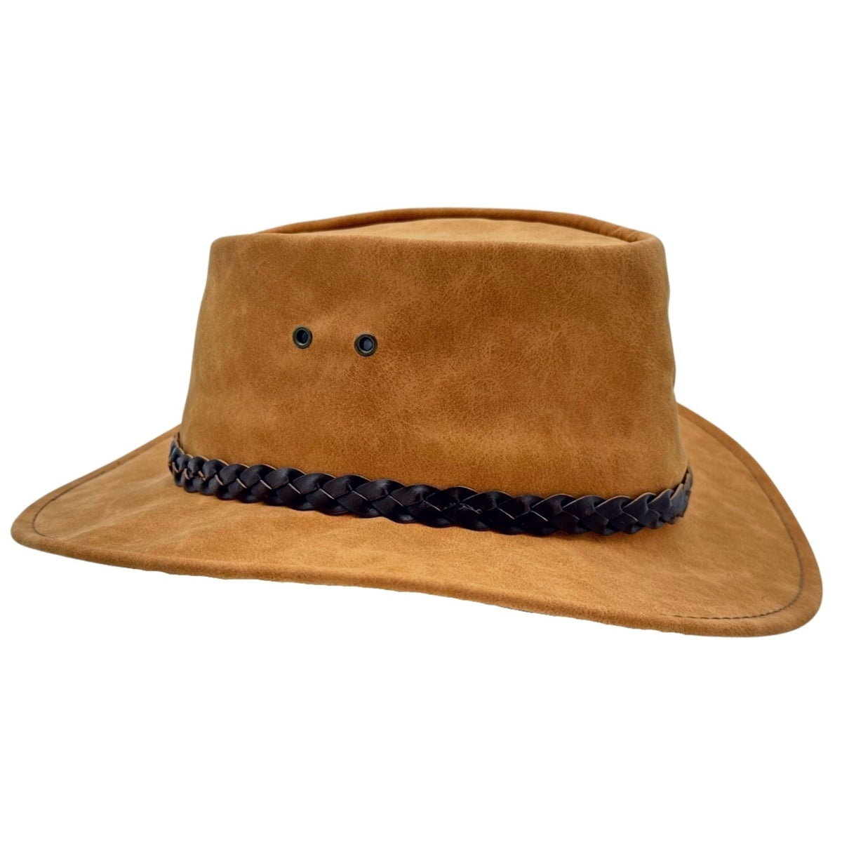 Jacaru 1301A Kids Vegan Leather Hat - Chin Strap & UPF 50+ (Child 52cm Made in Australia)