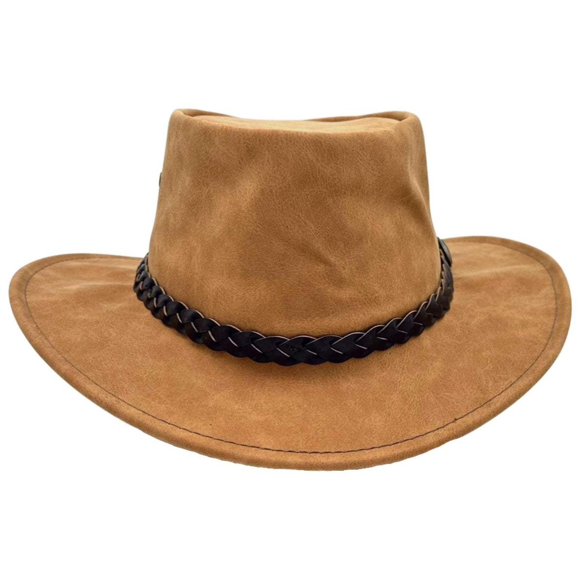 Jacaru 1301A Kids Vegan Leather Hat - Chin Strap & UPF 50+ (Child 52cm Made in Australia)