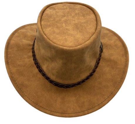Jacaru 1301A Kids Vegan Leather Hat - Chin Strap & UPF 50+ (Child 52cm Made in Australia)