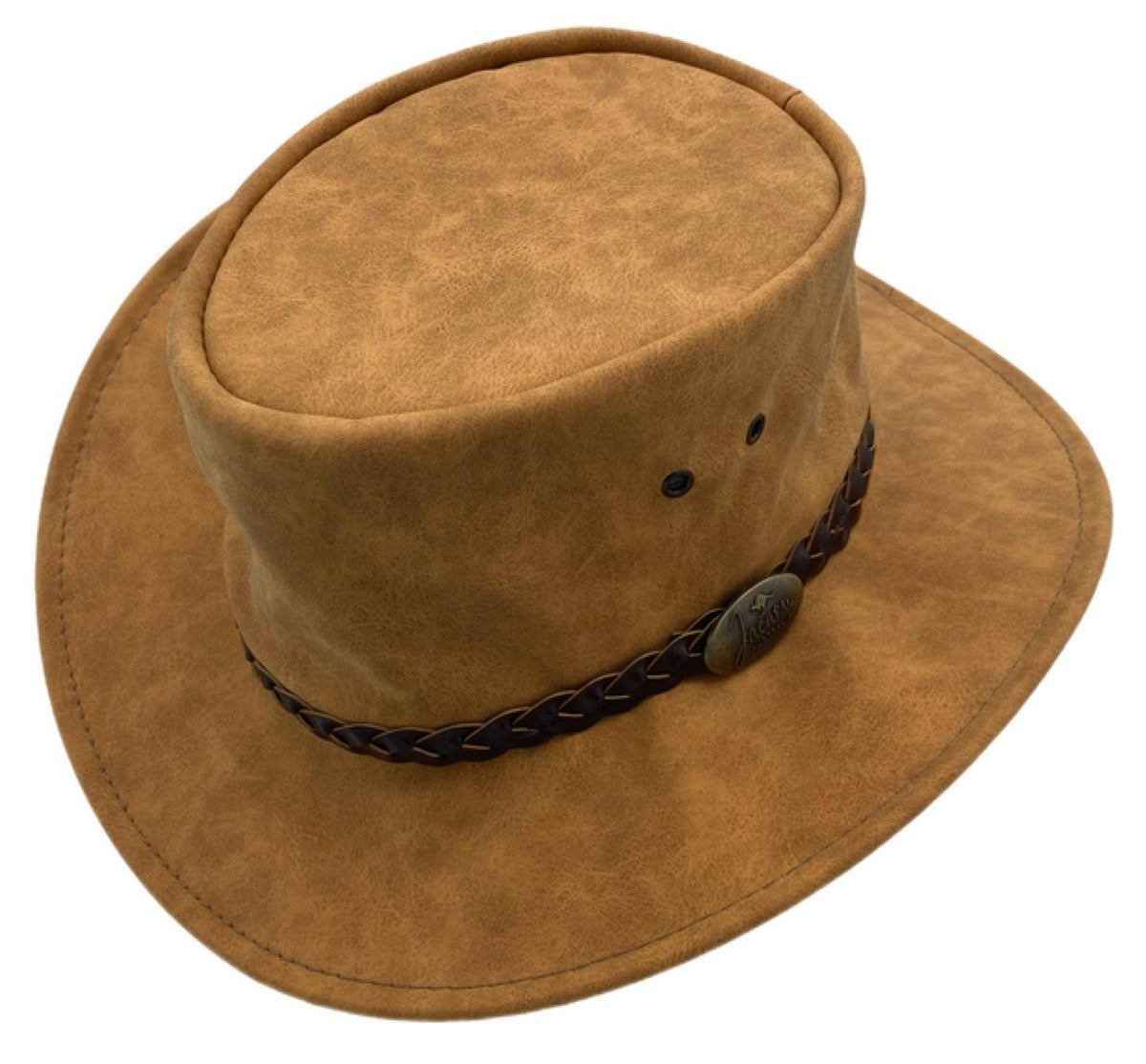 Jacaru 1301A Kids Vegan Leather Hat - Chin Strap & UPF 50+ (Child 52cm Made in Australia)