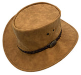 Jacaru 1301A Kids Vegan Leather Hat - Chin Strap & UPF 50+ (Child 52cm Made in Australia)