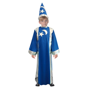 Childrens Blue Wizard Magician Costume Kids Book Week Magic Halloween Boys Girls