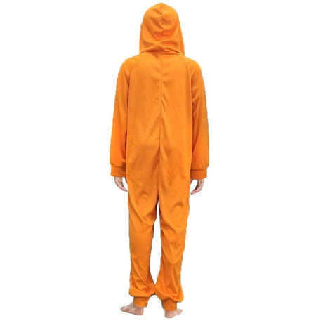 Kids Plain Orange Hooded Jumpsuit Girls Boys Halloween Costume Book Week Outfit
