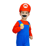 Boys Plumber Hero Costume - Bros Jumpsuit (Kids Book Week & Halloween Fancy Dress)