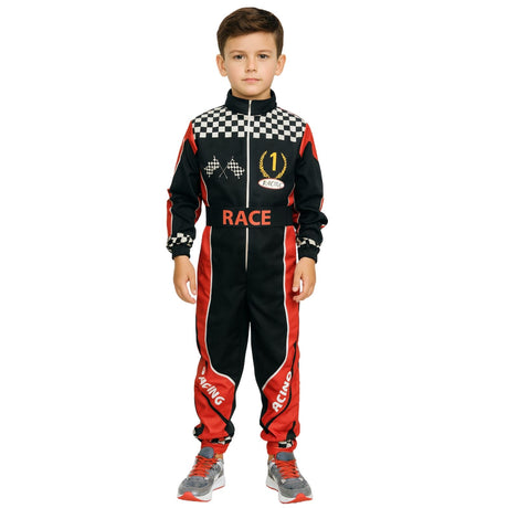 Child Car Racing Driver Halloween Costume Party Fancy Dress Boys Cosplay Outfit - 10-12 Years (135-150cm Height)