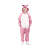 Kids Pink Piggy Bodysuit Costume - Childrens Hooded Animal Jumpsuit (6-9 & 10-12 Years)