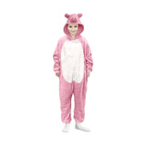 Kids Pink Piggy Bodysuit Costume - Childrens Hooded Animal Jumpsuit (6-9 & 10-12 Years)