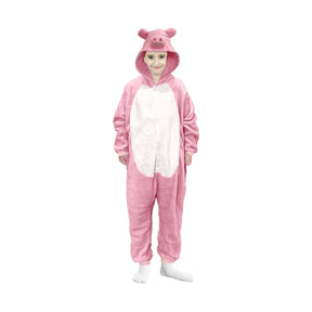 Kids Pink Piggy Bodysuit Costume - Childrens Hooded Animal Jumpsuit (6-9 & 10-12 Years)