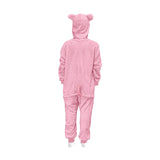 Kids Pink Piggy Bodysuit Costume - Childrens Hooded Animal Jumpsuit (6-9 & 10-12 Years)