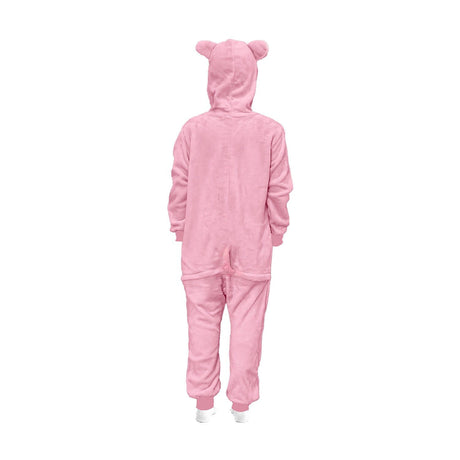 Kids Pink Piggy Bodysuit Costume - Childrens Hooded Animal Jumpsuit (6-9 & 10-12 Years)
