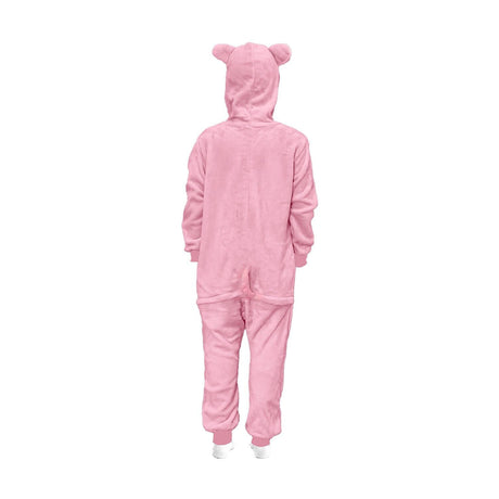 Kids Pink Piggy Bodysuit Costume - Childrens Hooded Animal Jumpsuit (6-9 & 10-12 Years)
