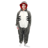 Kids Grey Shark Bodysuit Costume - Childrens Hooded Animal Jumpsuit (6-9 & 10-12 Years)