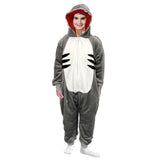 Kids Grey Shark Bodysuit Costume - Childrens Hooded Animal Jumpsuit (6-9 & 10-12 Years)
