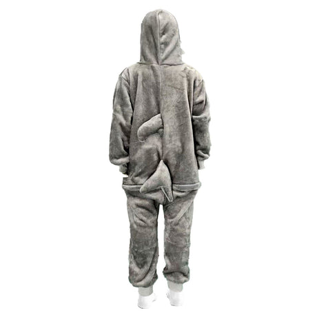 Kids Grey Shark Bodysuit Costume - Childrens Hooded Animal Jumpsuit (6-9 & 10-12 Years)