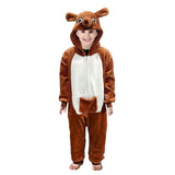 Kids Brown Kangaroo Bodysuit Costume - Childrens Hooded Animal Jumpsuit (6-9 & 10-12 Years)