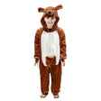 Kids Brown Kangaroo Bodysuit Costume - Childrens Hooded Animal Jumpsuit (6-9 & 10-12 Years)