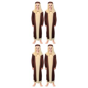 4x Kids Shepherd Costume Bulk Pack - Childrens Nativity Robe, Headpiece & Belt Set (6-9 & 10-12 Years)