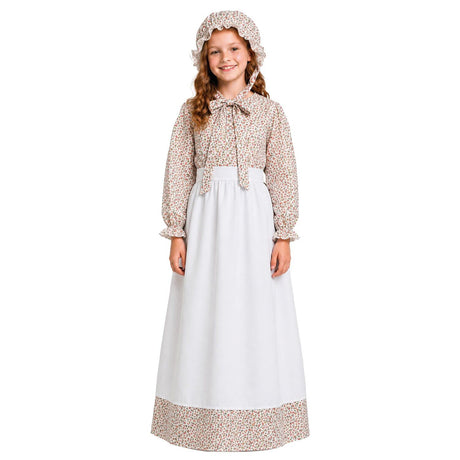 Girls Brown Pioneer/Prairie Costume - Childrens Colonial Party Outfit (Halloween & Fancy Dress)