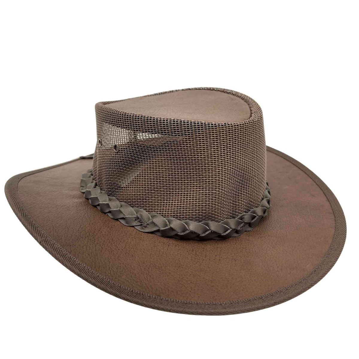 Jacaru 130 Roo Koolaroo Kangaroo Leather Hat - Mesh Crown & Foldable (Made in Australia)