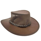 Jacaru 130 Roo Koolaroo Kangaroo Leather Hat - Mesh Crown & Foldable (Made in Australia)