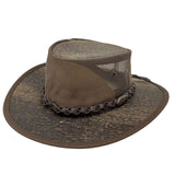 Jacaru 130 Roo Koolaroo Kangaroo Leather Hat - Mesh Crown & Foldable (Made in Australia)