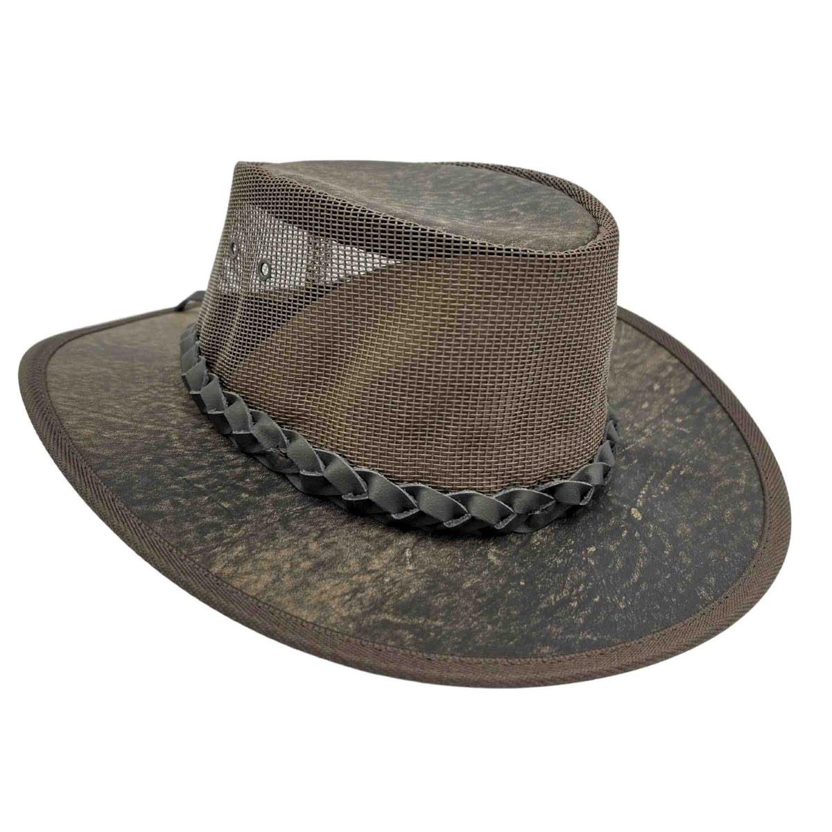 Jacaru 130 Roo Koolaroo Kangaroo Leather Hat - Mesh Crown & Foldable (Made in Australia)