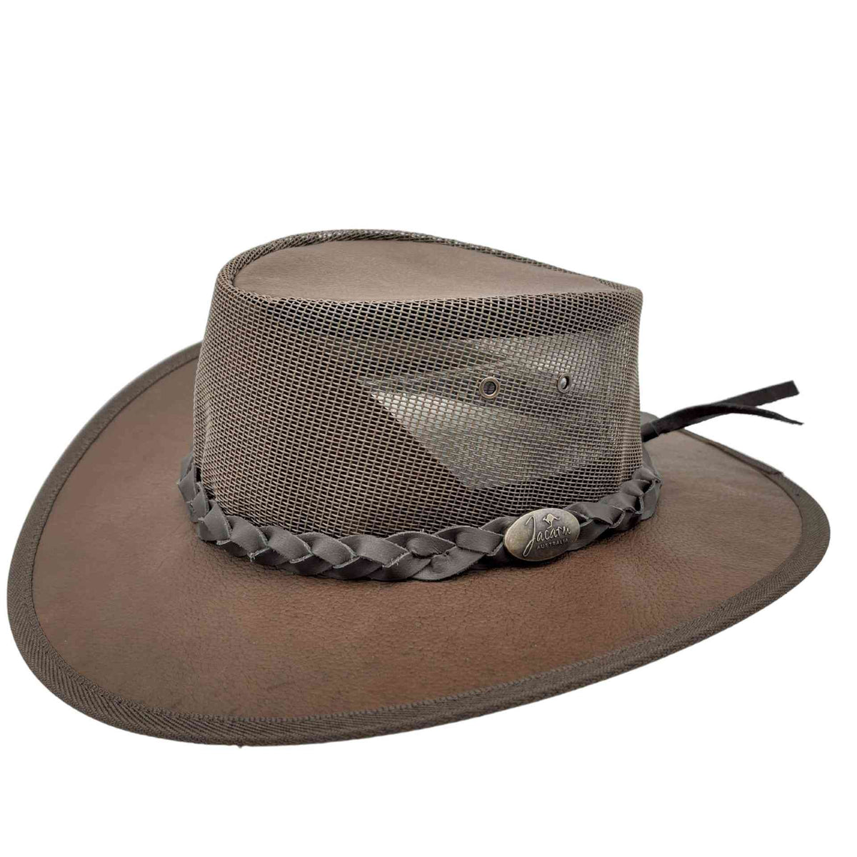 Jacaru 130 Roo Koolaroo Kangaroo Leather Hat - Mesh Crown & Foldable (Made in Australia)