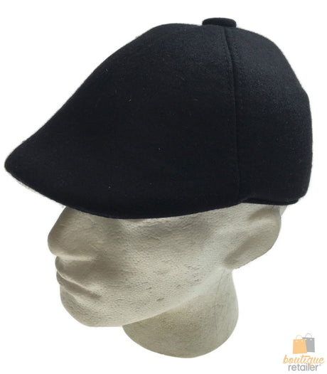 Mens Newsboy Cabbie Hat - Black (20s Driving Flat Ivy Cap)