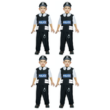 4x Boys Police Officer Costume Bulk Pack - SWAT (Kids Book Week & Halloween Fancy Dress)