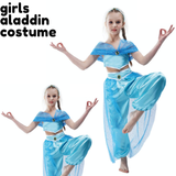 Girls Arabian Princess Costume - Jasmine/Genie (Kids Book Week & Halloween Fancy Dress)