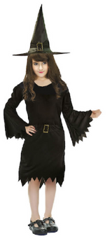 Girls Classic Black Wicked Witch Costume - Kids Halloween & Fancy Dress