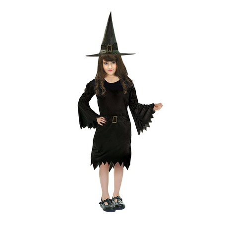 Girls Classic Black Wicked Witch Costume - Kids Halloween & Fancy Dress