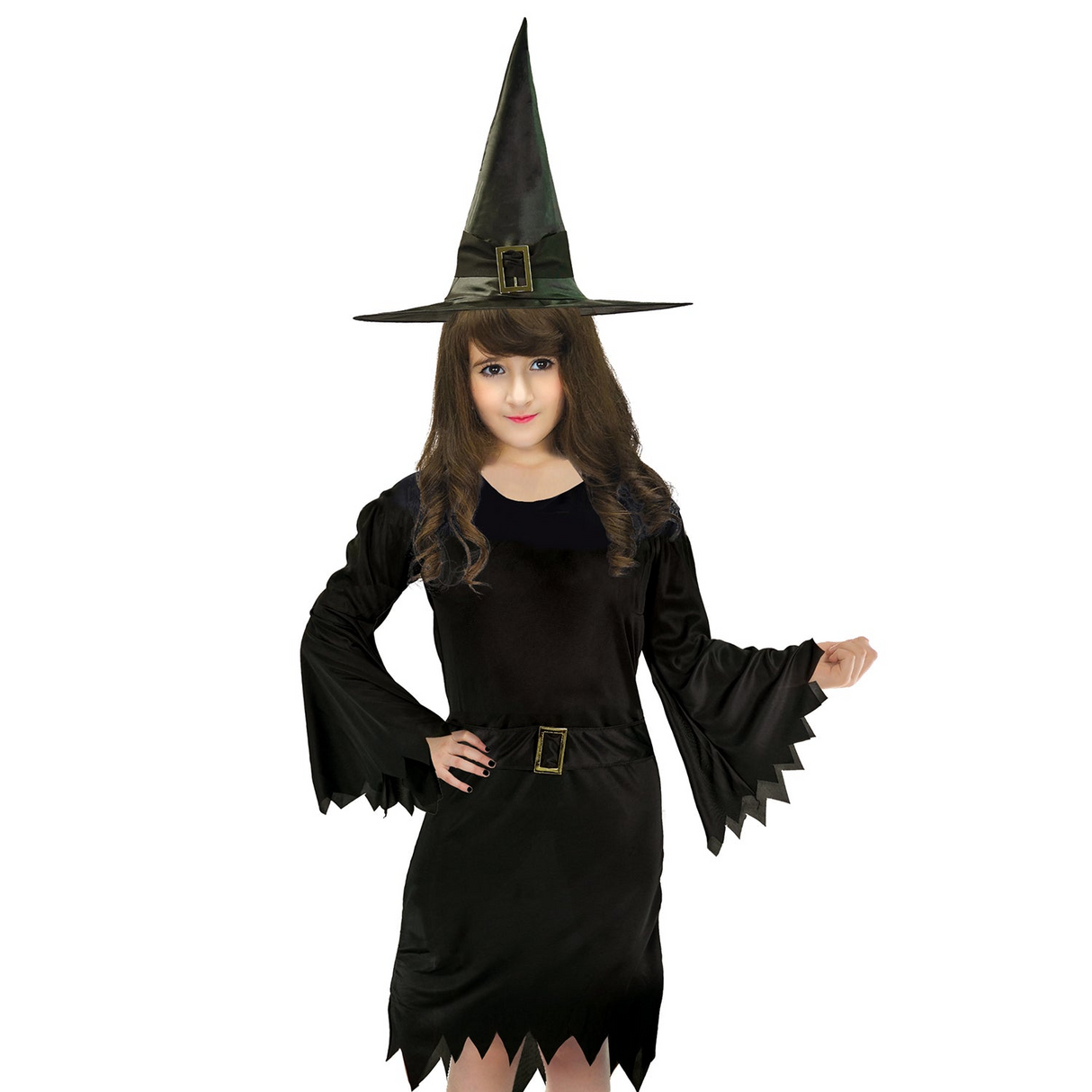 Girls Classic Black Wicked Witch Costume - Kids Halloween & Fancy Dress