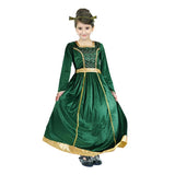 Girls Green Princess Fiona Ogre Costume - Kids Book Week & Halloween Fancy Dress