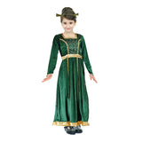 Girls Green Princess Fiona Ogre Costume - Kids Book Week & Halloween Fancy Dress
