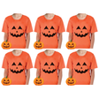 6x Kids Halloween Pumpkin T-Shirt Bulk Pack - Orange (Jack O'Lantern Childrens Top)