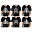 6x Kids Skeleton Bones Halloween T-Shirt Bulk Pack - Childrens Scary Dress Up Book Week Top)